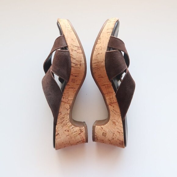 Cordani Brown Suede Slip On Cork Platform Mules / Clogs Heels / Sandals / Shoes - Picture 2 of 16